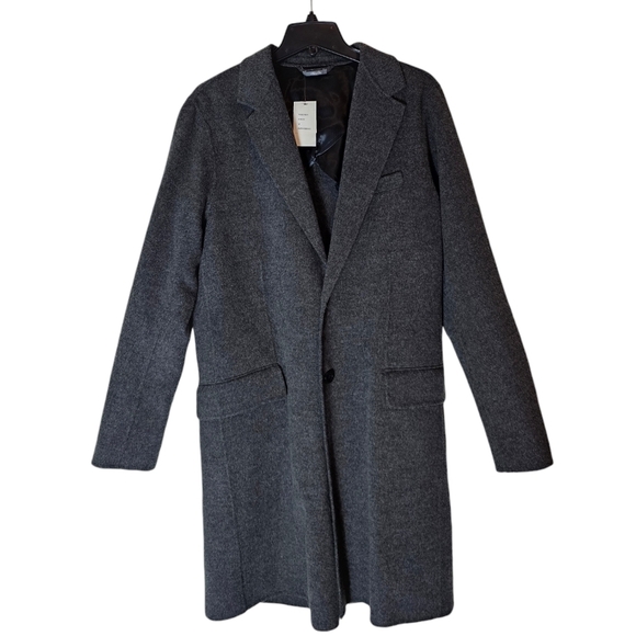 Vince Wool Blend Gray Longline Overcoat Blazer Jacket Medium NWT - Picture 2 of 9